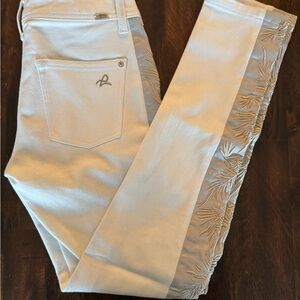 DL1961 White Embroidered Skinny Jeans